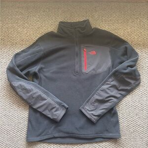 The North Face Gray Fleece Pullover with Red Zip Accent